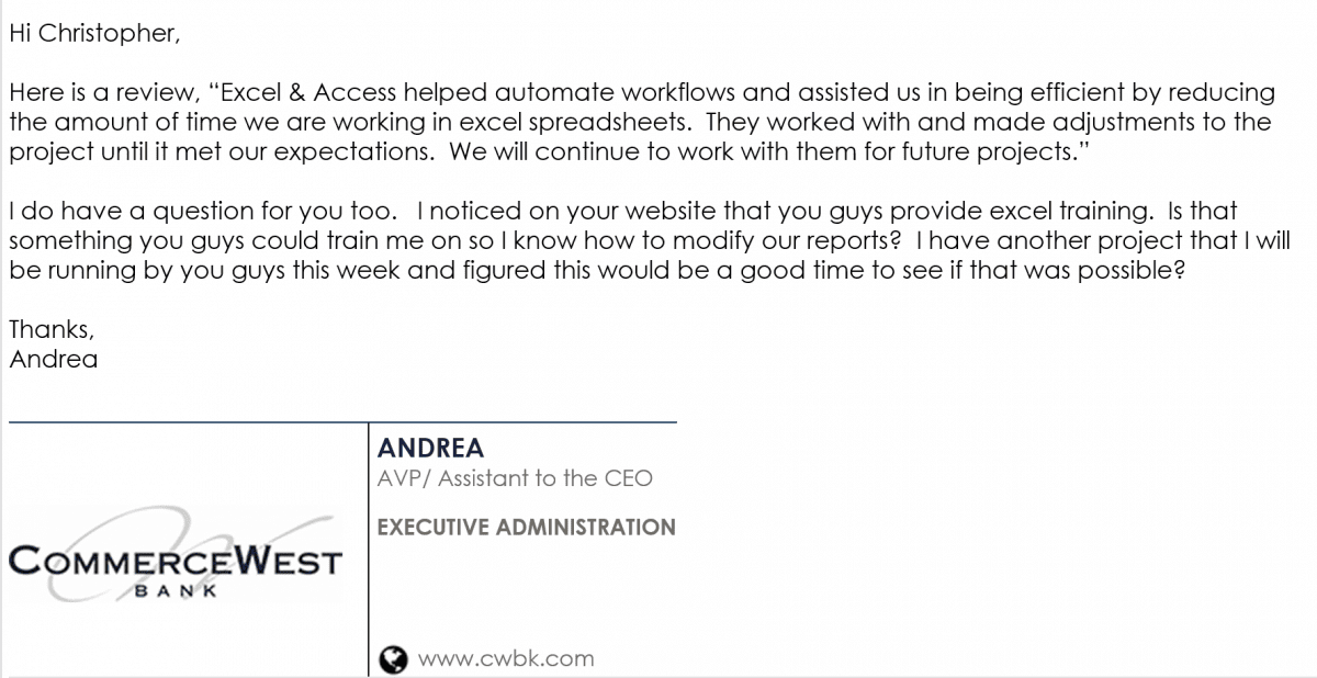 Microsoft Excel, Access, SQL Experts in Irvine, CA Excel and Access LLC