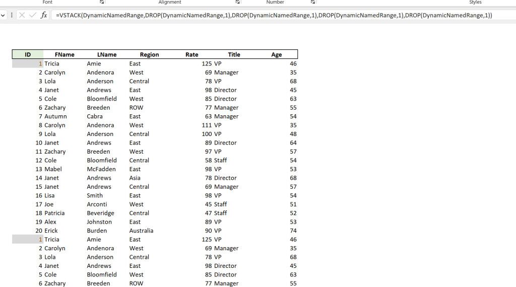 Using VStack to Consolidate Excel Datasets