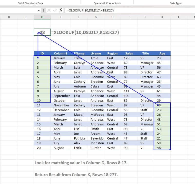 Xlookup Built-In Offset Functions use with Messy PDF Data