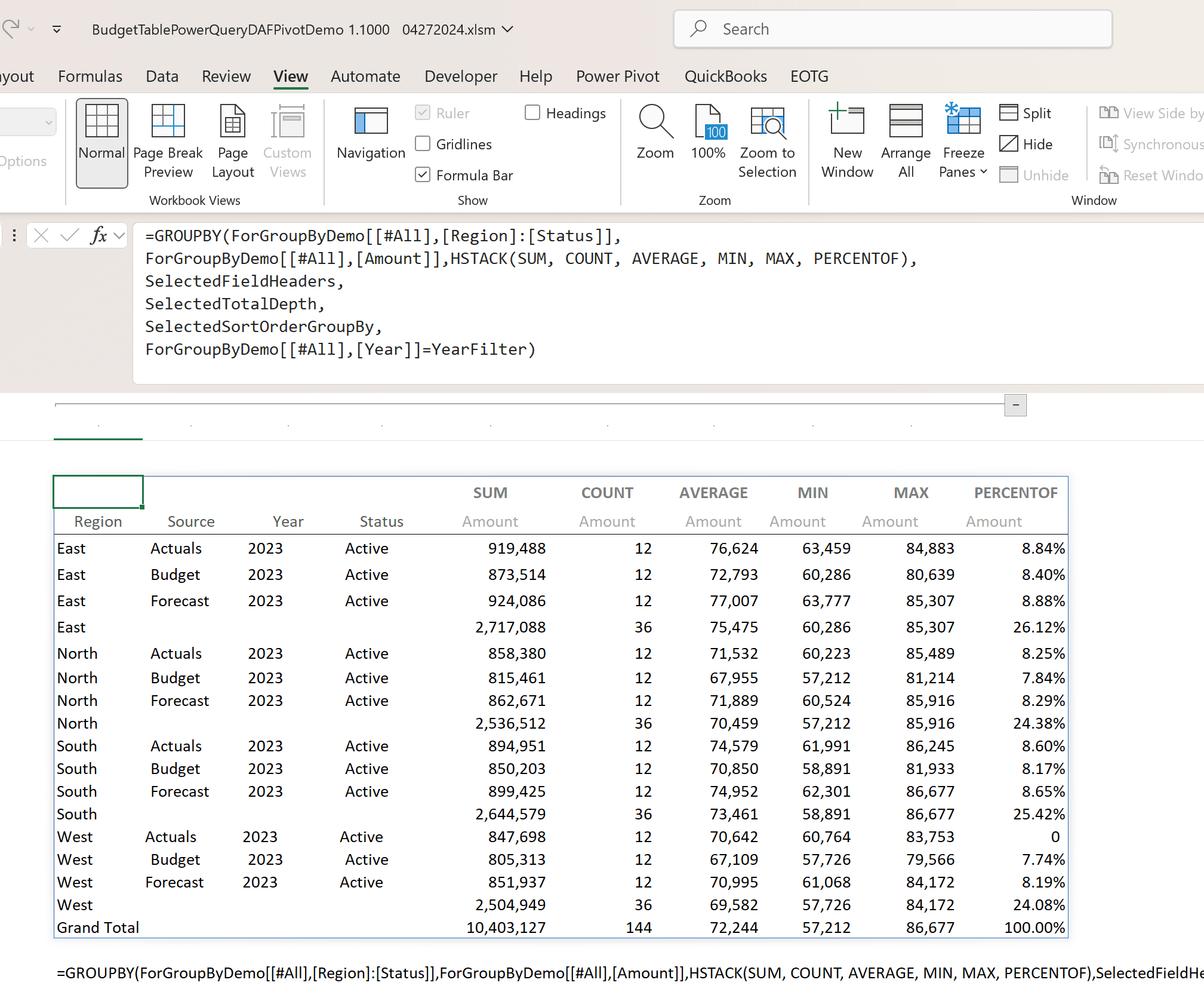 GroupBy Function for Interactive Reporting - Excel and Access, LLC